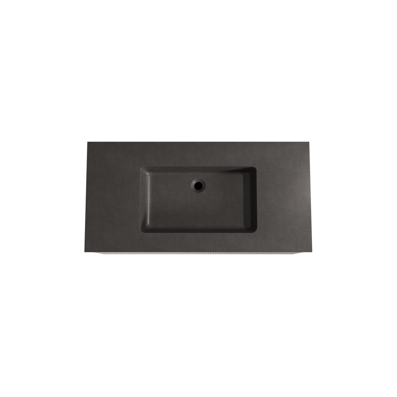 Storke Ribs zwevend badkamermeubel 105 x 52 cm zijdegrijs met Scuro enkele wastafel in kwarts mat zwart, Verticale symmetrische rechte ribbel