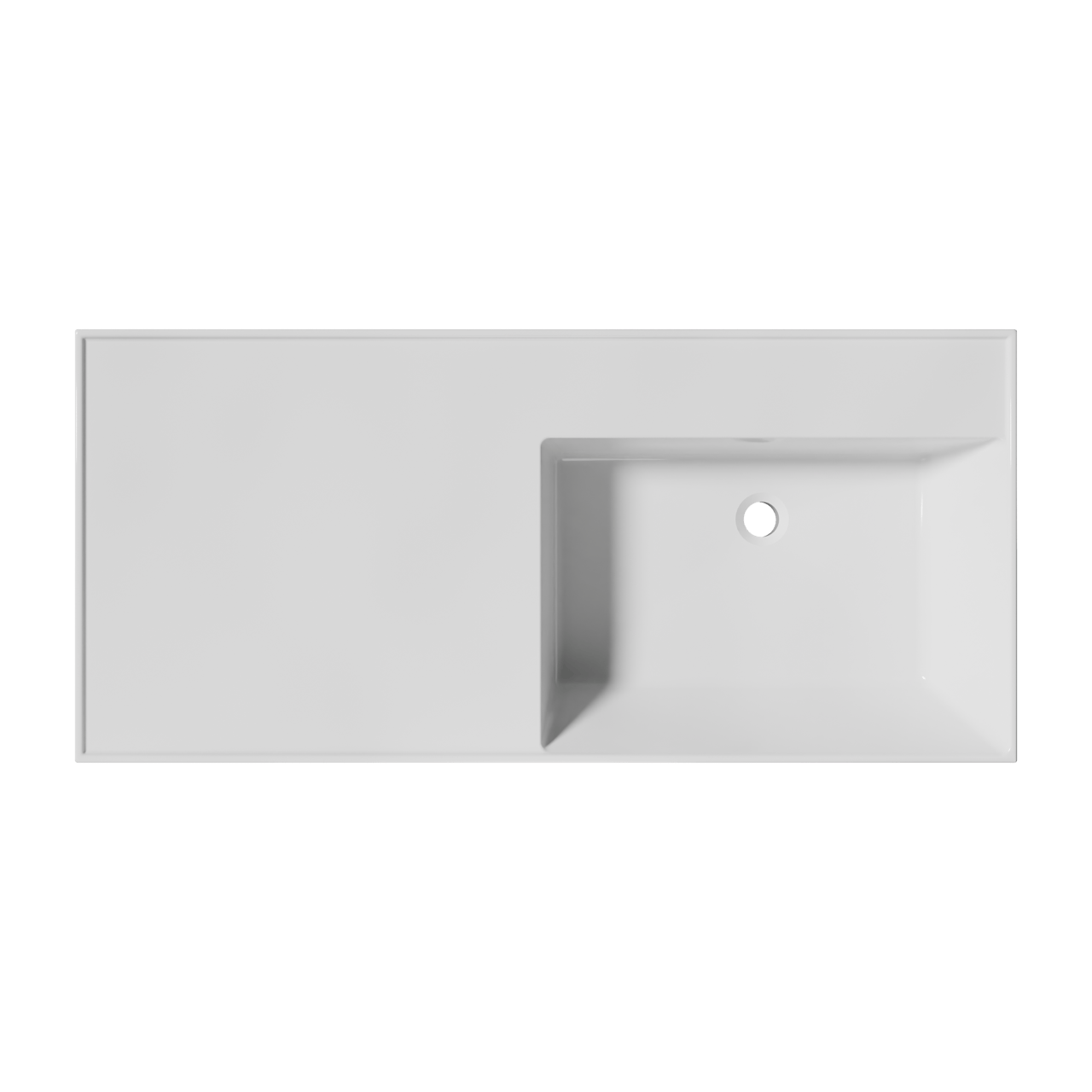 Balmani Argila asymmetrisch rechtse wastafel composietmarmer Hoogglans Wit 100 x 46 cm