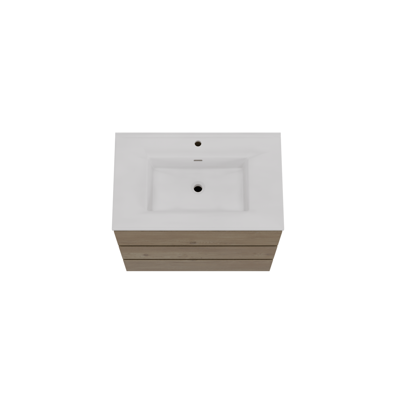 Storke Edge staand badkamermeubel 85 x 52 cm ruwe eik met Kera enkele wastafel in porselein glanzend wit