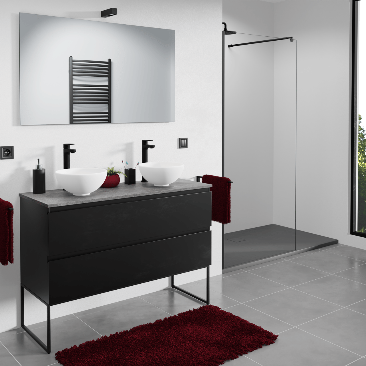 Linie Lado dekorativer Rahmen, Schwarz Matt 120 x 44 cm