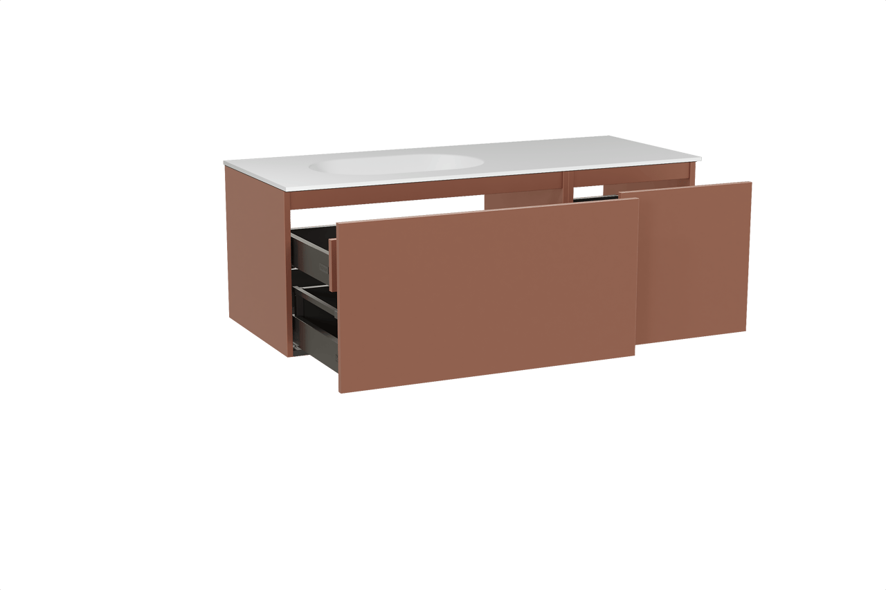 Balmani Sfera hängendes Möbelstück Set: 135 x 55 cm, Cotto, mit Tablo Oval Waschtisch links, Solid Surface Weiß matt