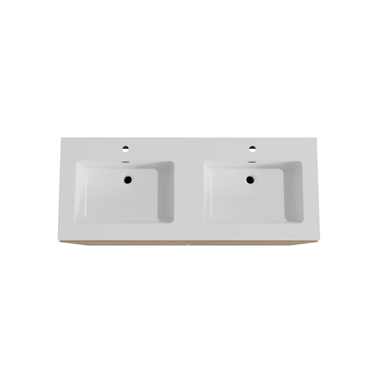 Storke Edge staand badmeubel 130 x 52 cm ruw eiken met Diva dubbele wastafel in composietmarmer hoogglans wit