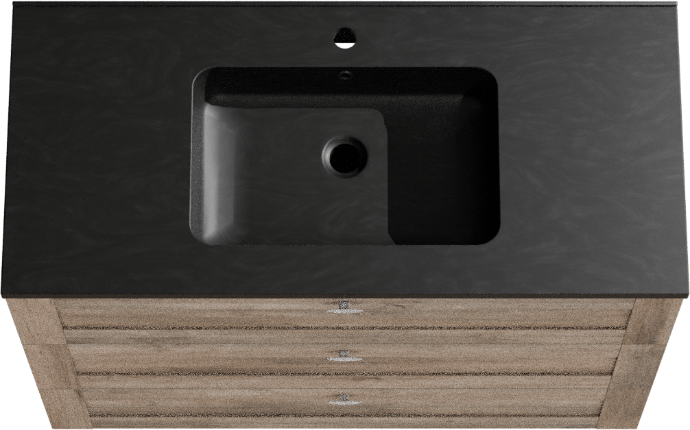 Linie Classo freistehendes Möbelstück Set: 100 x 46 cm, Graue Eiche, mit Vano Einzelwaschtisch, Marmorkomposit Schwarz matt