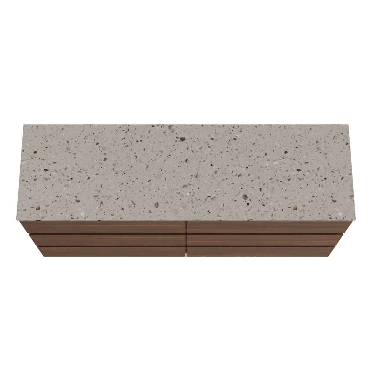 Balmani Lucida meuble salle de bains à poser 180 x 55 cm noyer américain avec Stretto tablette simple ou double en terrazzo greige terrazzo