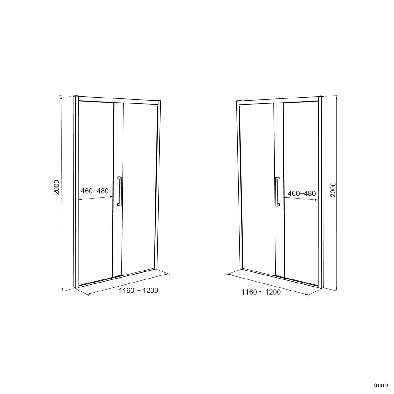 Luca Varess Senses douche schuifdeur 120 x 200 cm helder glas mat zwart profiel