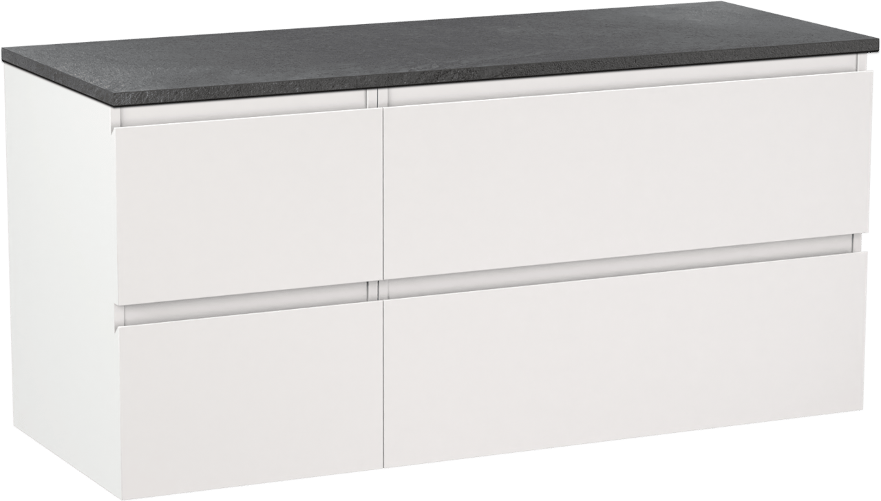 Linie Lado meuble salle de bains suspendu 120 x 46 cm blanc mat avec Lado tablette simple ou double en mélaminé ardoise gris