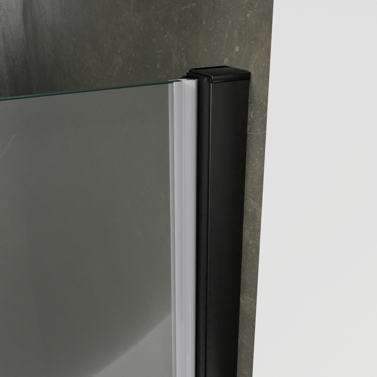 Luca Varess Kuresa douche draaideur 80 x 200 cm helder glas met matte strook mat zwart profiel