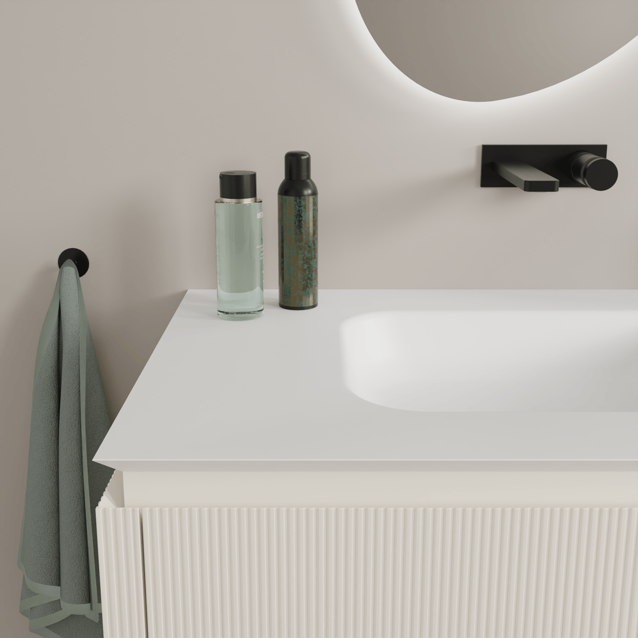 Balmani Eclips plan simple Solid Surface blanc mat 90 x 55 cm