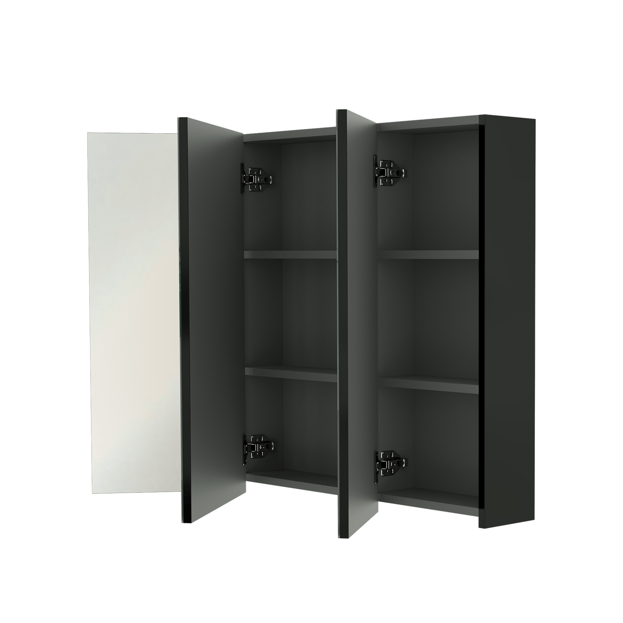 Linie Montro Spiegelschrank Bad: 100 x 75 cm, Schwarz Matt