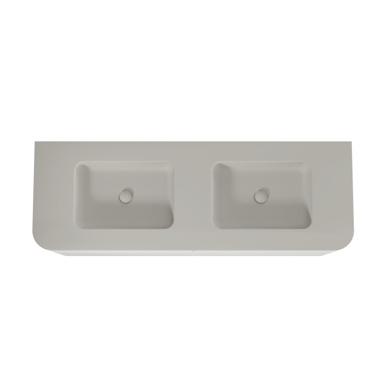 Balmani Moon hängendes Möbelstück Set: 160 x 55 cm, Weiß matt, mit Moon Doppelwaschtisch, Top Solid Seidengrau