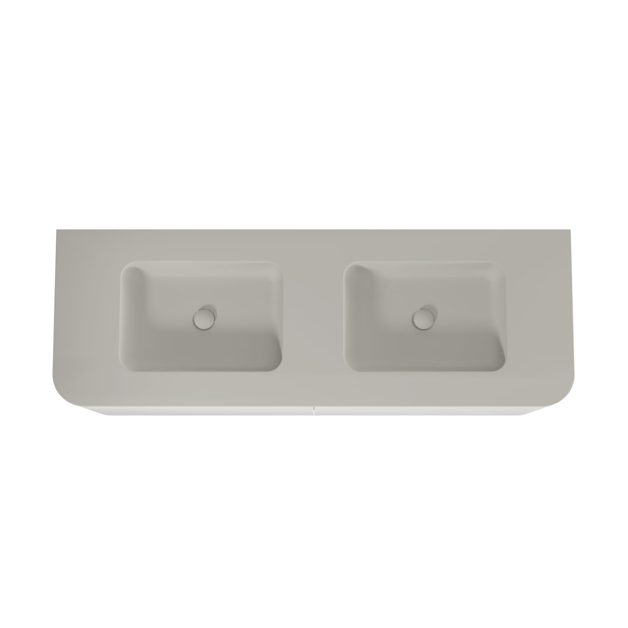 Balmani Moon hängendes Möbelstück Set: 160 x 55 cm, Weiß matt, mit Moon Doppelwaschtisch, Top Solid Seidengrau