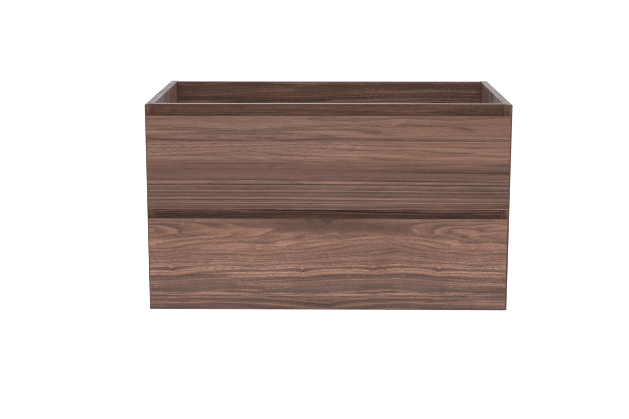 Balmani Mitra hängender Waschbeckenunterschrank: 90 x 55 cm, Nussbaum, Furnierholz, 2 Schubladen