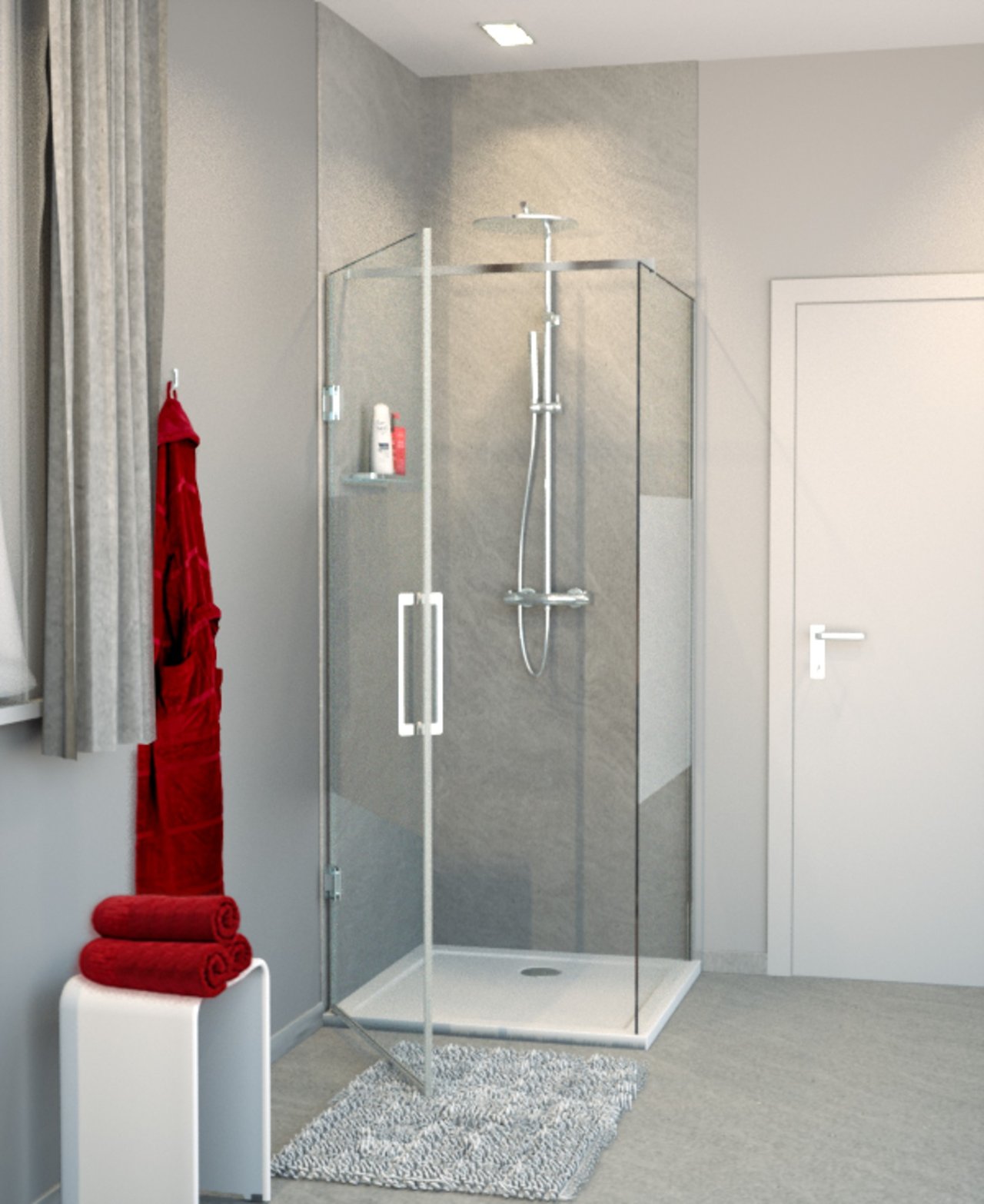 Balmani Modular inloopdouche met linkse deur 80 x 200 cm helder glas met matte strook glanzend chroom profiel