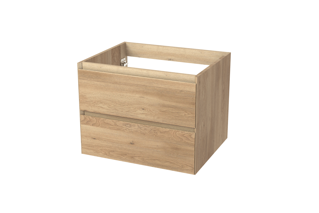 Balmani Mitra hängender Bad-Unterschrank, 67,5 x 55 cm, Eiche Natur, 2 Schubladen