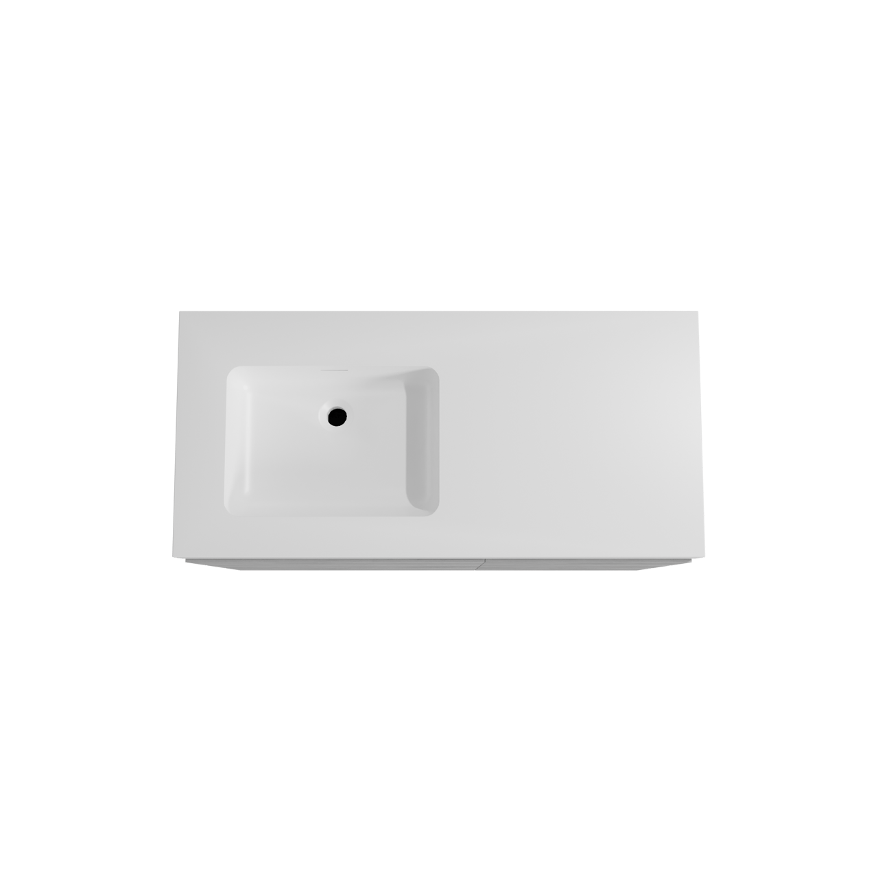 Storke Edge staand badmeubel 110 x 52 cm beton donkergrijs met Mata High asymmetrisch linkse wastafel in solid surface mat wit