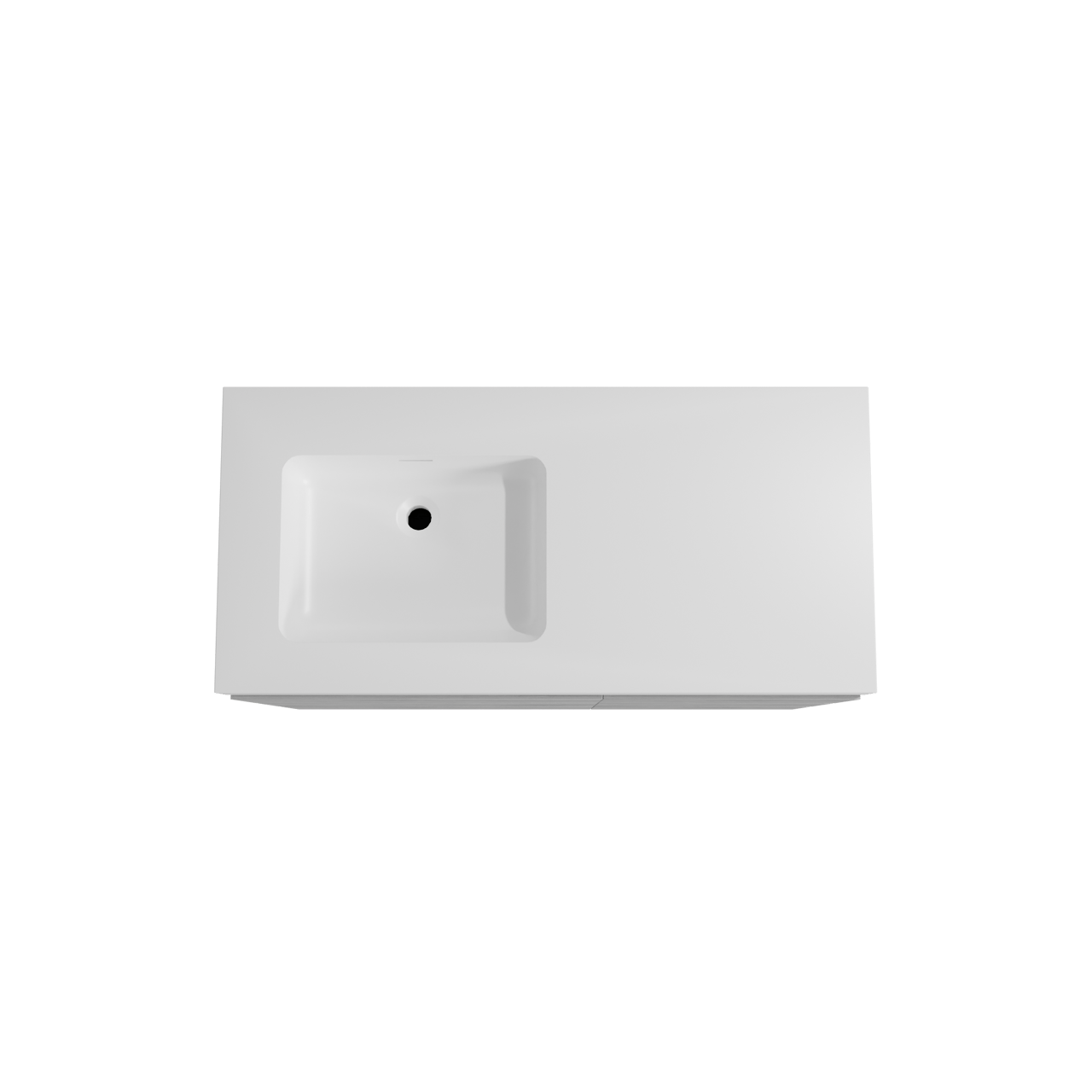 Storke Edge meuble salle de bains à poser 110 x 52 cm béton gris foncé avec Mata High plan vasque asymétrique à gauche en solid surface blanc mat