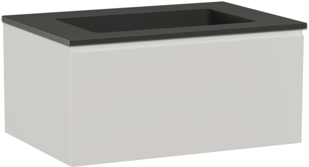 Storke Edge zwevend badmeubel 75 x 52 cm hoogglans wit met Scuro enkele wastafel in kwarts mat zwart