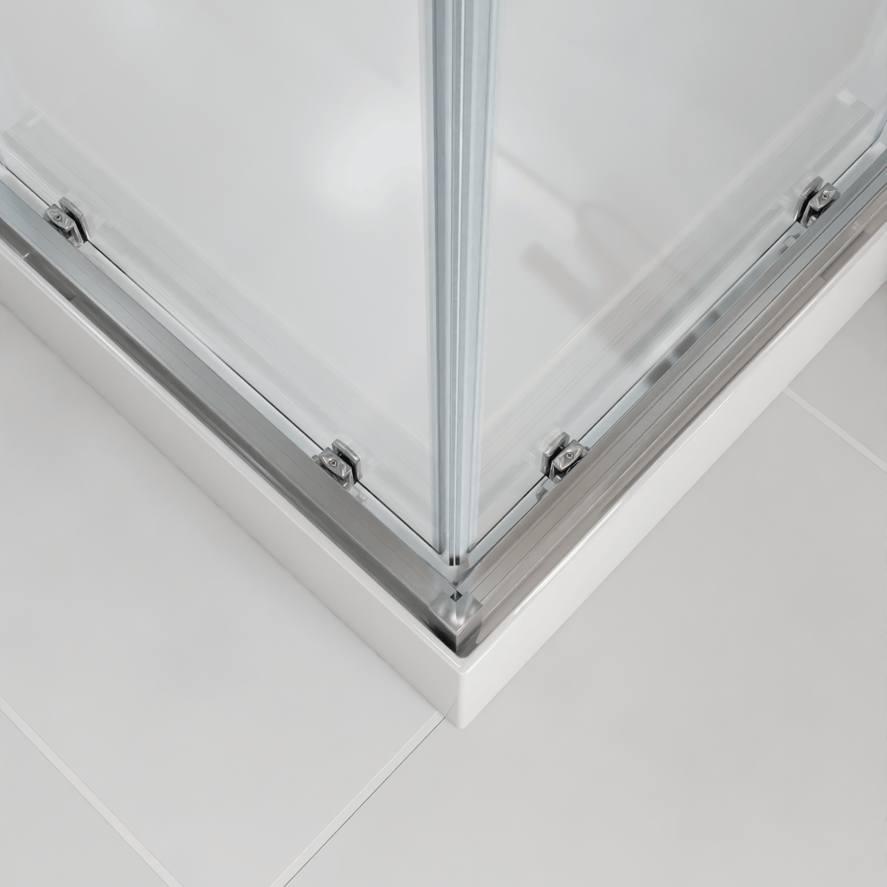 Luca Varess Talan Duschkabine: Schiebetür, 90 x 90 cm, Klarglas, Chrom Profil, matt