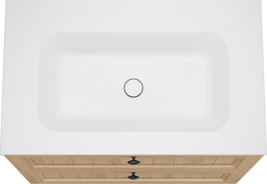 Balmani Lemon freistehendes Möbelstück Set: 90 x 55 cm, Naturbelassene Eiche Furnier, mit Tablo Strada Einzelwaschtisch, Weiß matt