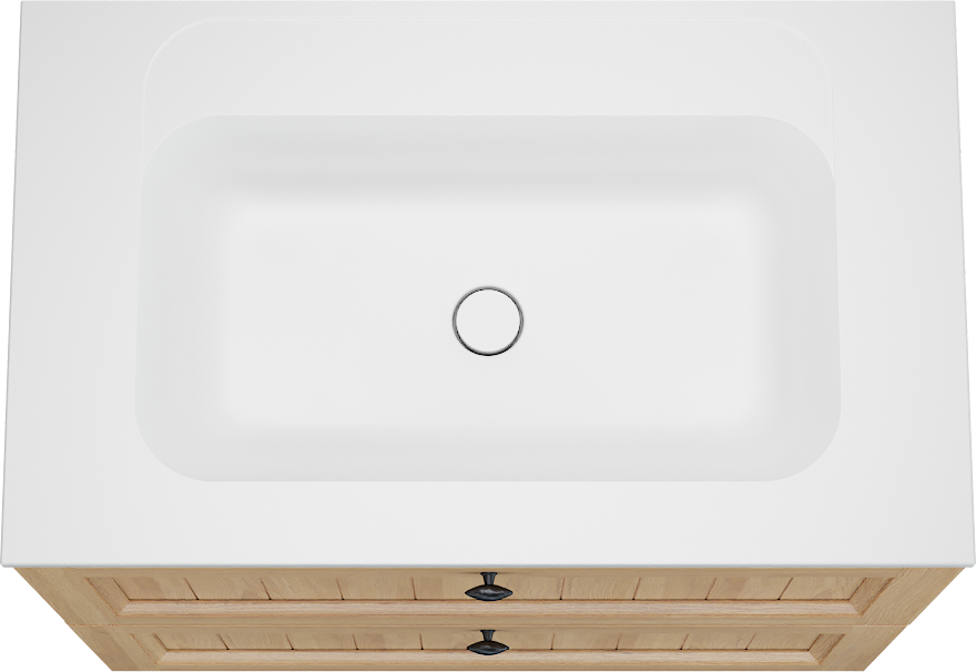 Balmani Lemon staand badkamermeubel 90 x 55 cm, fineer natuur eik met Tablo Strada enkele wastafel in mat wit