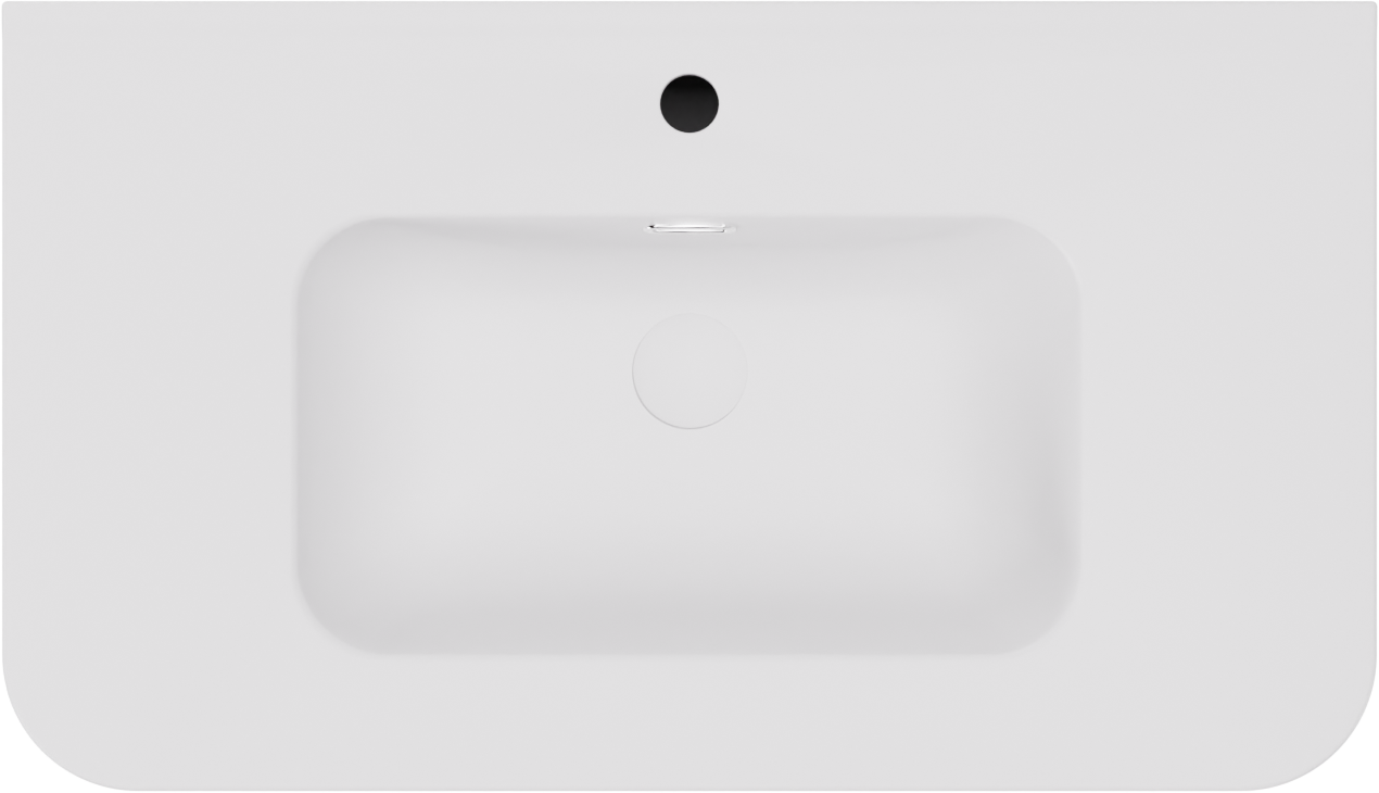 Storke Soft hängendes Möbelstück Set: 80 x 46 cm, Nussbaum, mit Kera Soft Einzelwaschtisch Keramik Weiβ matt