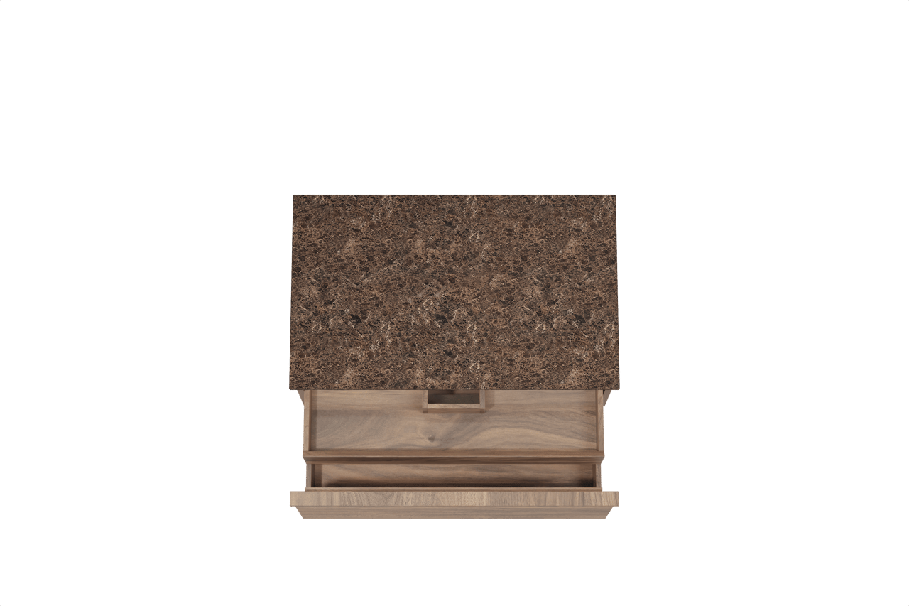 Balmani Forma meuble salle de bains suspendu 90 x 55 cm noyer américain avec Stretto tablette simple en marbre dark emperador, Nervure droite symétrique horizontale