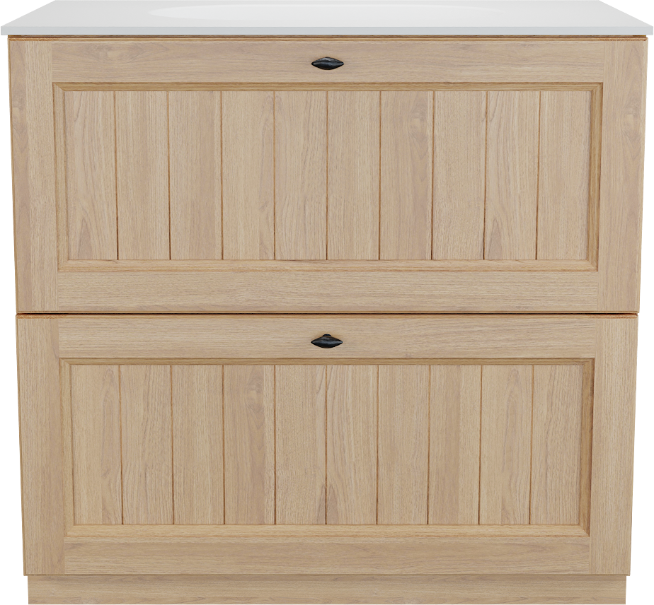 Balmani Lemon staand badkamermeubel 90 x 55 cm, fineer natuur eik met Tablo Oval enkele wastafel in mat wit