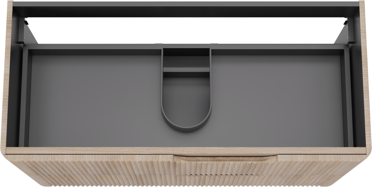 Linie Curvo zwevende wastafelonderkast 100 x 46 cm lichte eik 2 lades vert. sym. Groef