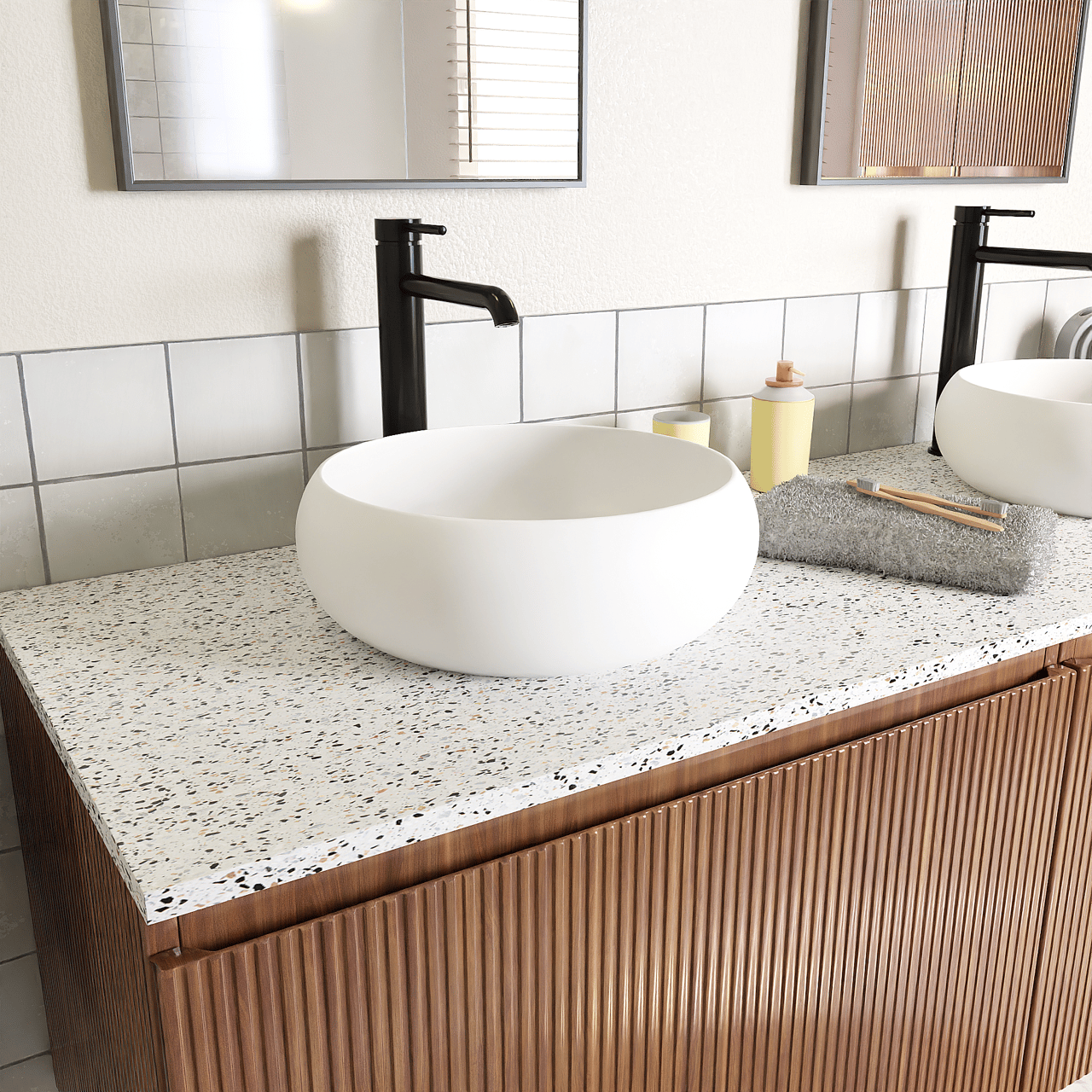 Luca Varess Vita vasque à poser porcelaine blanc mat rond Ø 36 cm