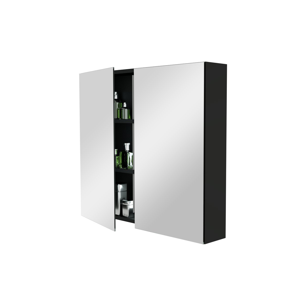 Storke Reflecta Spiegelschrank Bad: 85 x 75 cm, Schwarz Matt