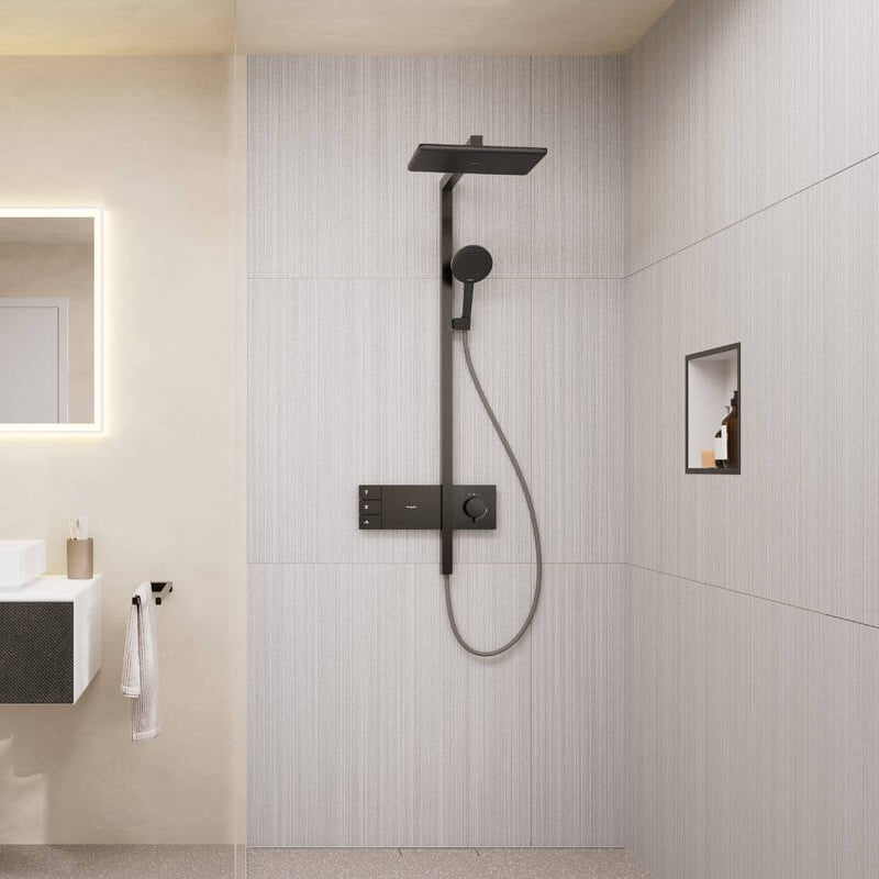 Hansgrohe Raindance Alive Q Showerpipe regendoucheset 210/340 2jets, Ecosmart met Showerselect Comfort Brushed Black Chrome