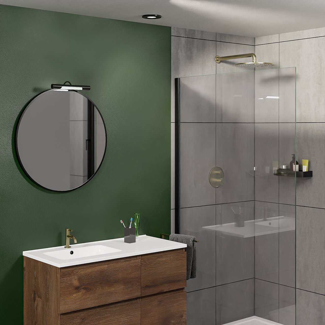 Blaufoss Smartbox Round inbouw thermostaat 2 of 3 uitgangen Brushed Champagne Gold incl. inbouwelement