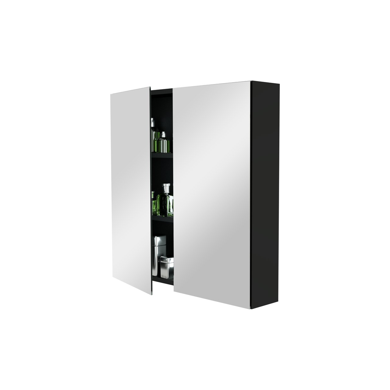 Storke Reflecta Spiegelschrank Bad: 75 x 75 cm, Schwarz Matt