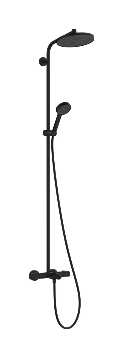 Hansgrohe Activera S 240 colonne de douche de pluie avec robinet de bain thermostatique Noir Mat