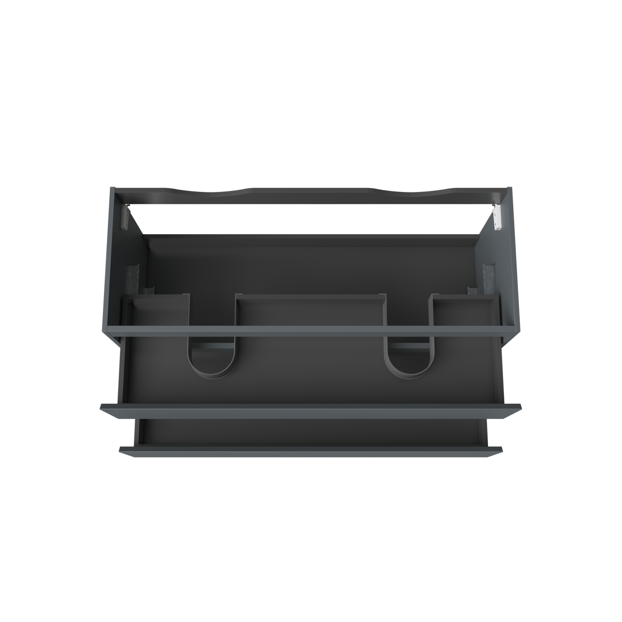 Linie Lado hängender Waschbeckenunterschrank: 120 x 46 cm, Blau Anthrazit, 2 Schubladen