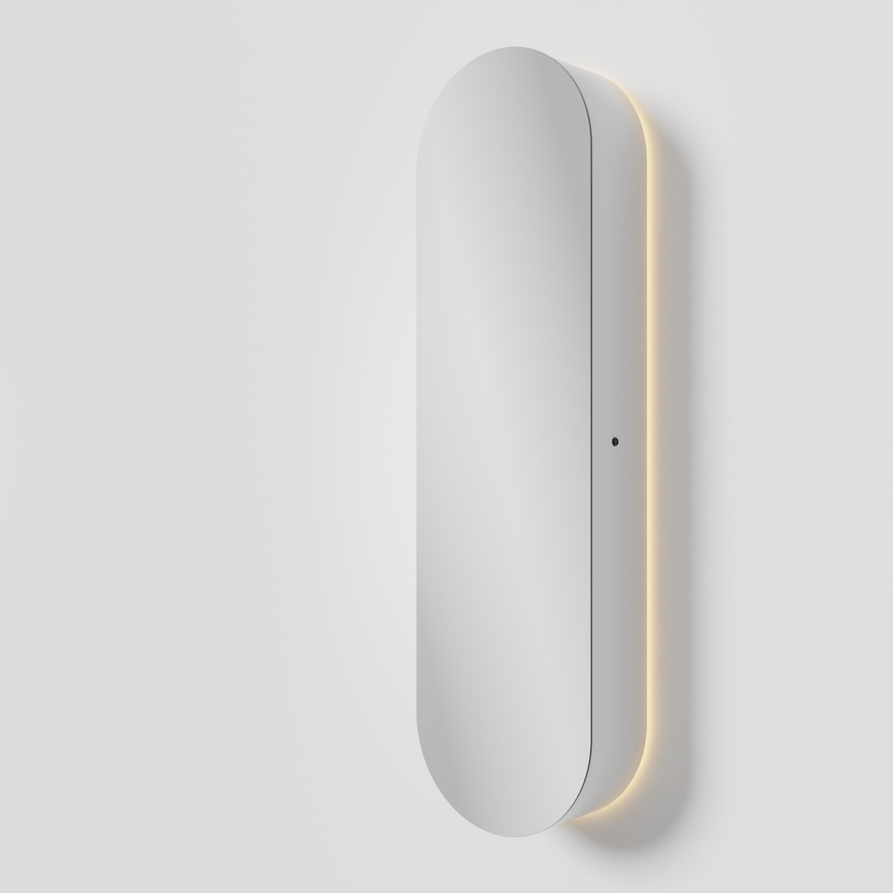 Balmani Mara zwevende badkamerkast met spiegel Ovaal 45 x 160 cm mat wit met spiegelverlichting