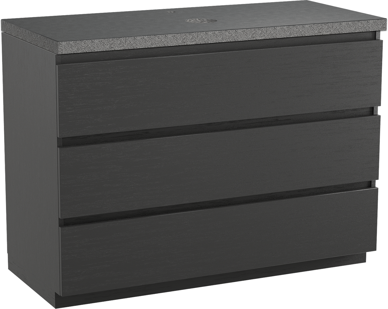 Balmani Lucida staand badkamermeubel 120 x 55 cm zwarte eik met Rock enkel tablet in graniet zwart