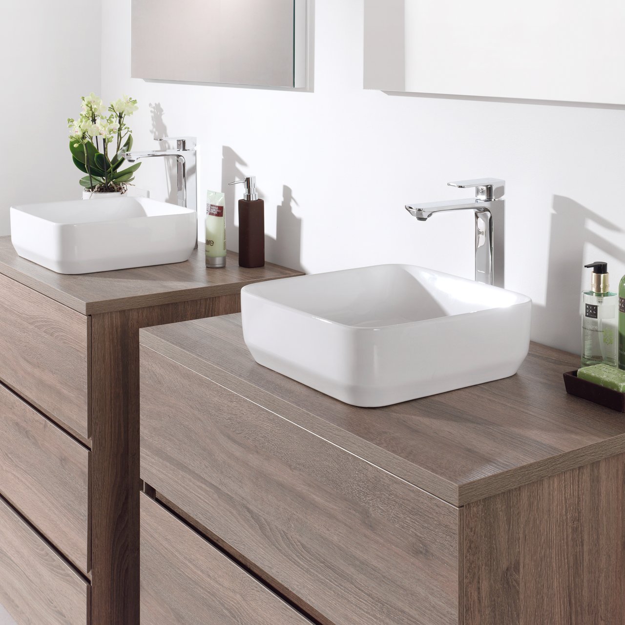 Luca Varess Messina waskom Glanzend Witte porselein vierkant 36 x 36 cm