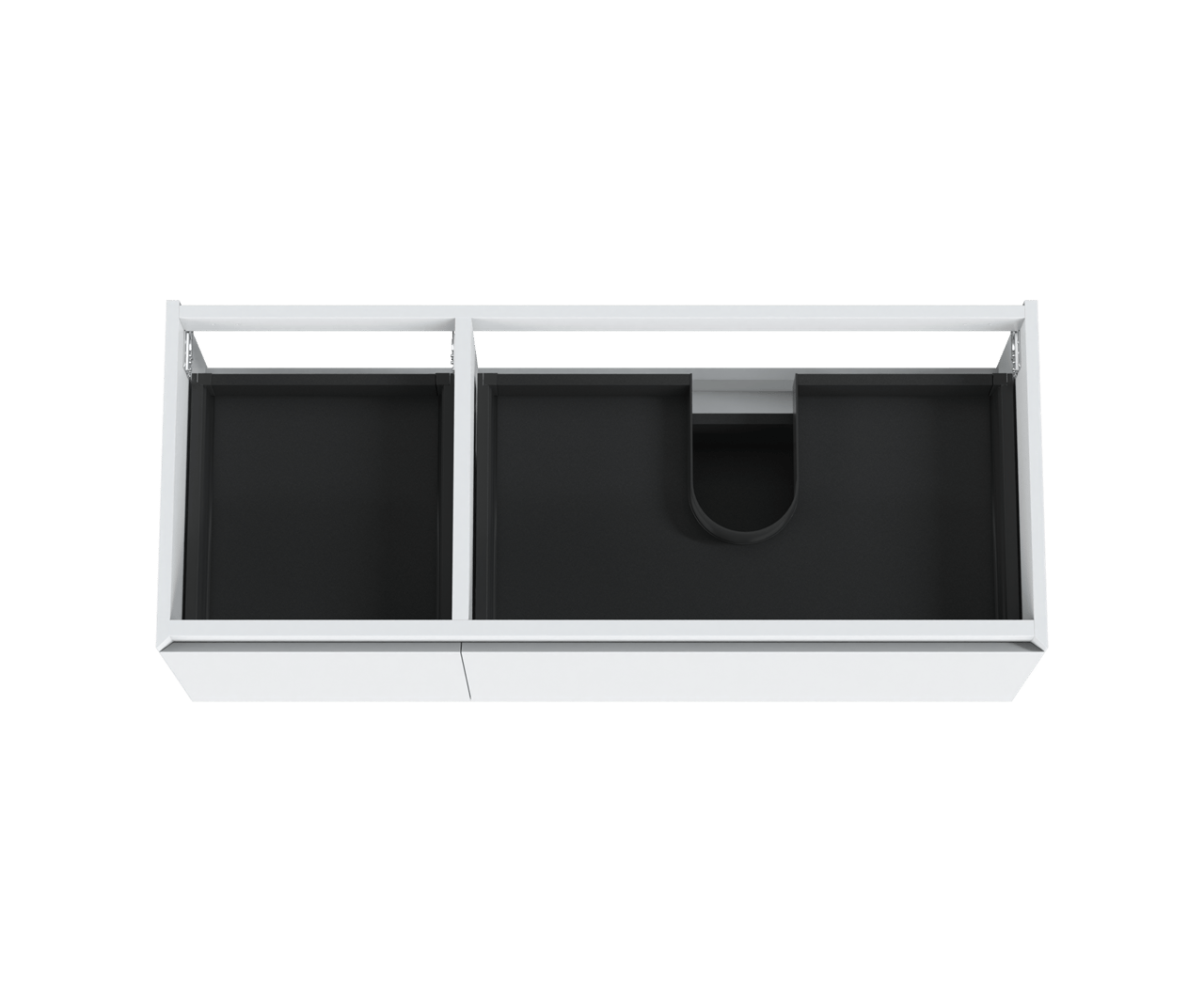 Balmani Idra hängender Waschbeckenunterschrank: 135 x 55 cm, asymmetrisch rechts, Weiß Matt, 4 Schubladen