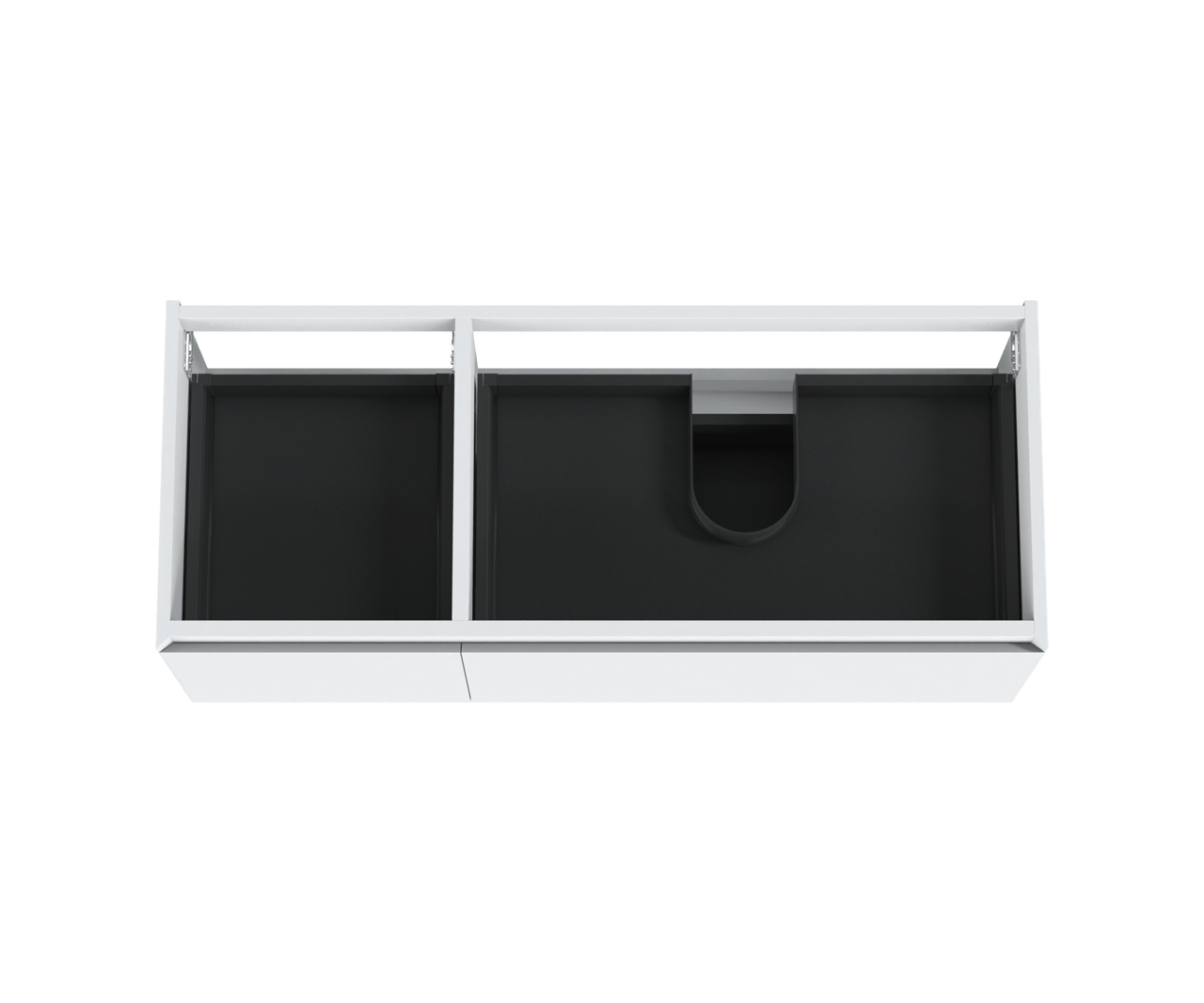 Balmani Idra hängender Waschbeckenunterschrank: 135 x 55 cm, asymmetrisch rechts, Weiß Matt, 4 Schubladen