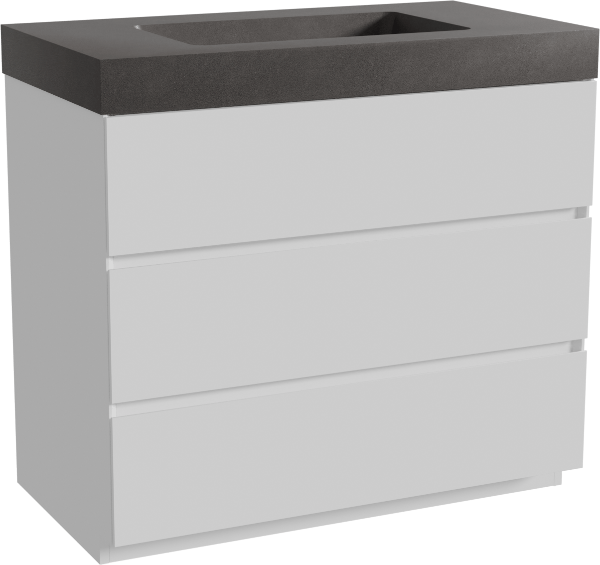 Storke Edge meuble salle de bains à poser 95 x 52 cm blanc brillant avec Scuro High plan simple en quartz noir mat