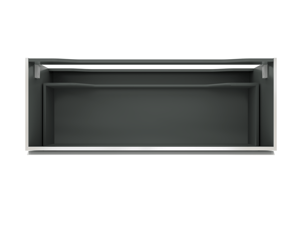 Linie Lado zwevend badkamermeubel 120 x 46 cm glanzend wit met Lado enkel of dubbel tablet in melamine leisteen grijs