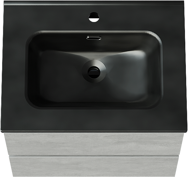 Linie Lado zwevend badmeubel 60 x 46 cm beton donkergrijs met Baro enkele wastafel in porselein mat zwart