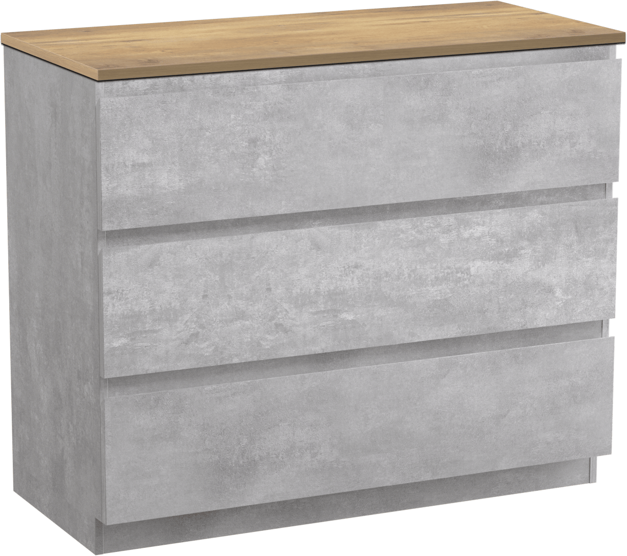 Linie Lado staand badmeubel 100 x 46 cm beton donkergrijs met Lado enkel of dubbel wastafelblad in melamine naturel eiken