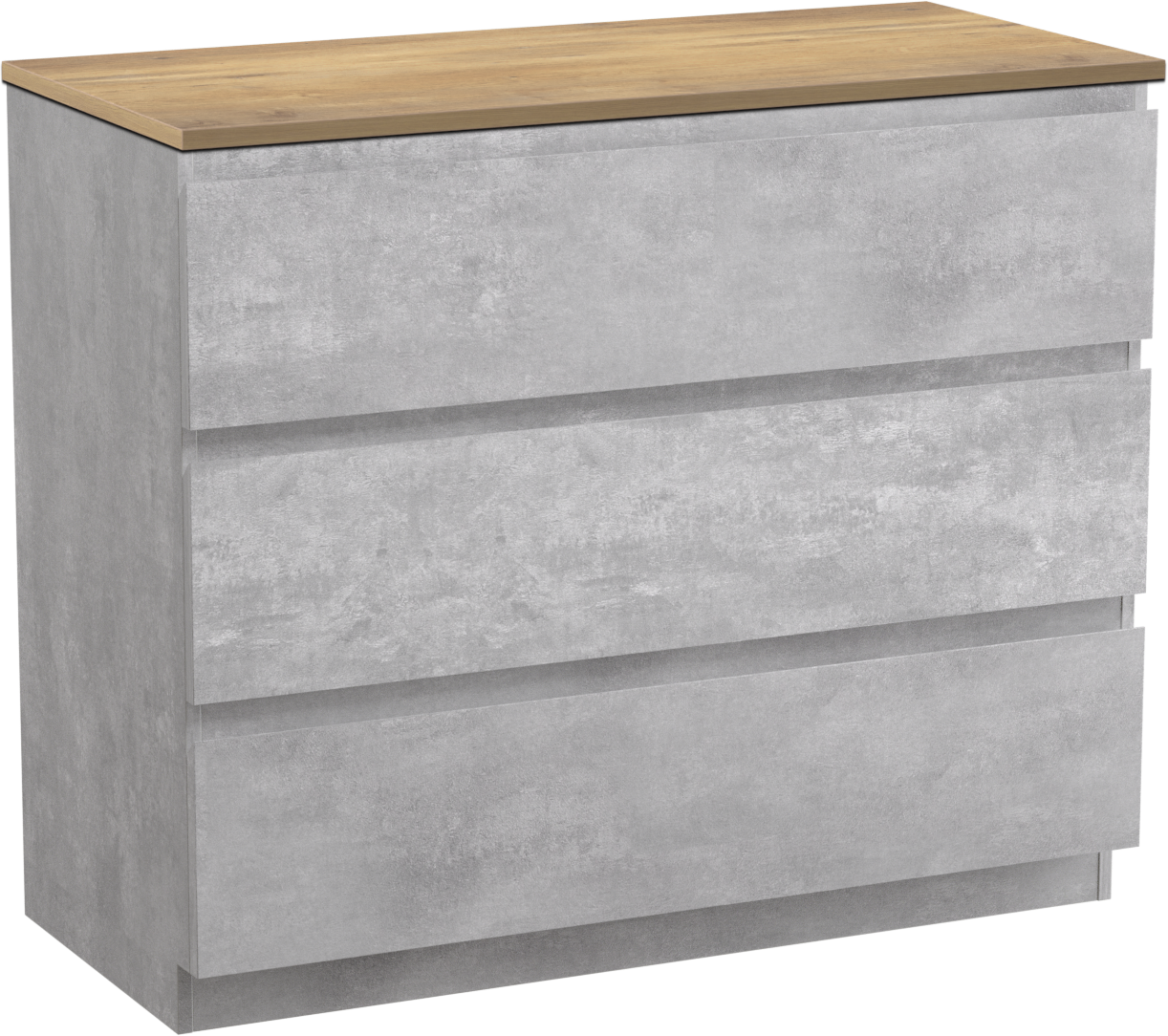 Linie Lado staand badmeubel 100 x 46 cm beton donkergrijs met Lado enkel of dubbel wastafelblad in melamine naturel eiken