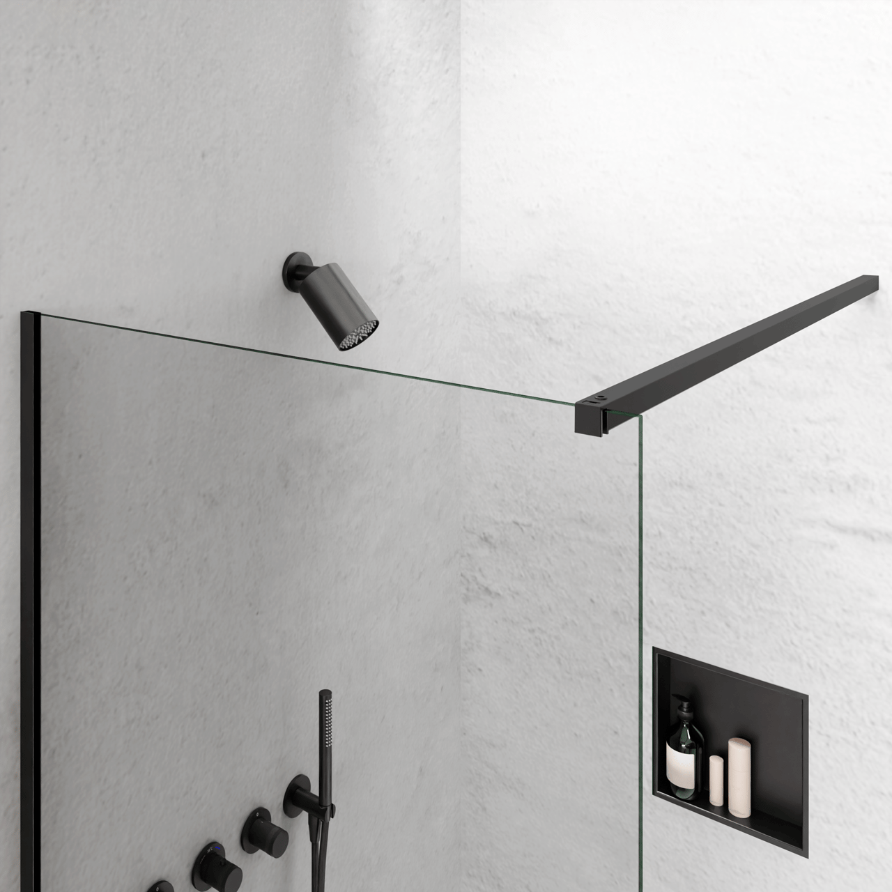 Blaufoss Luxor 90 Hoofddouche rond 14 x 9 cm met wand douchearm mat zwart