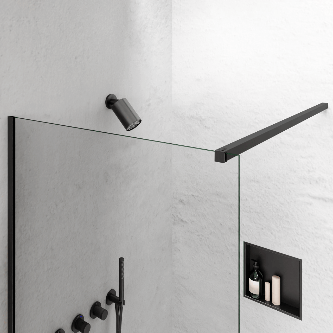 BLAUFOSS Luxor 90 Hoofddouche rond 14 cm x 9 cm met wand douchearm mat zwart