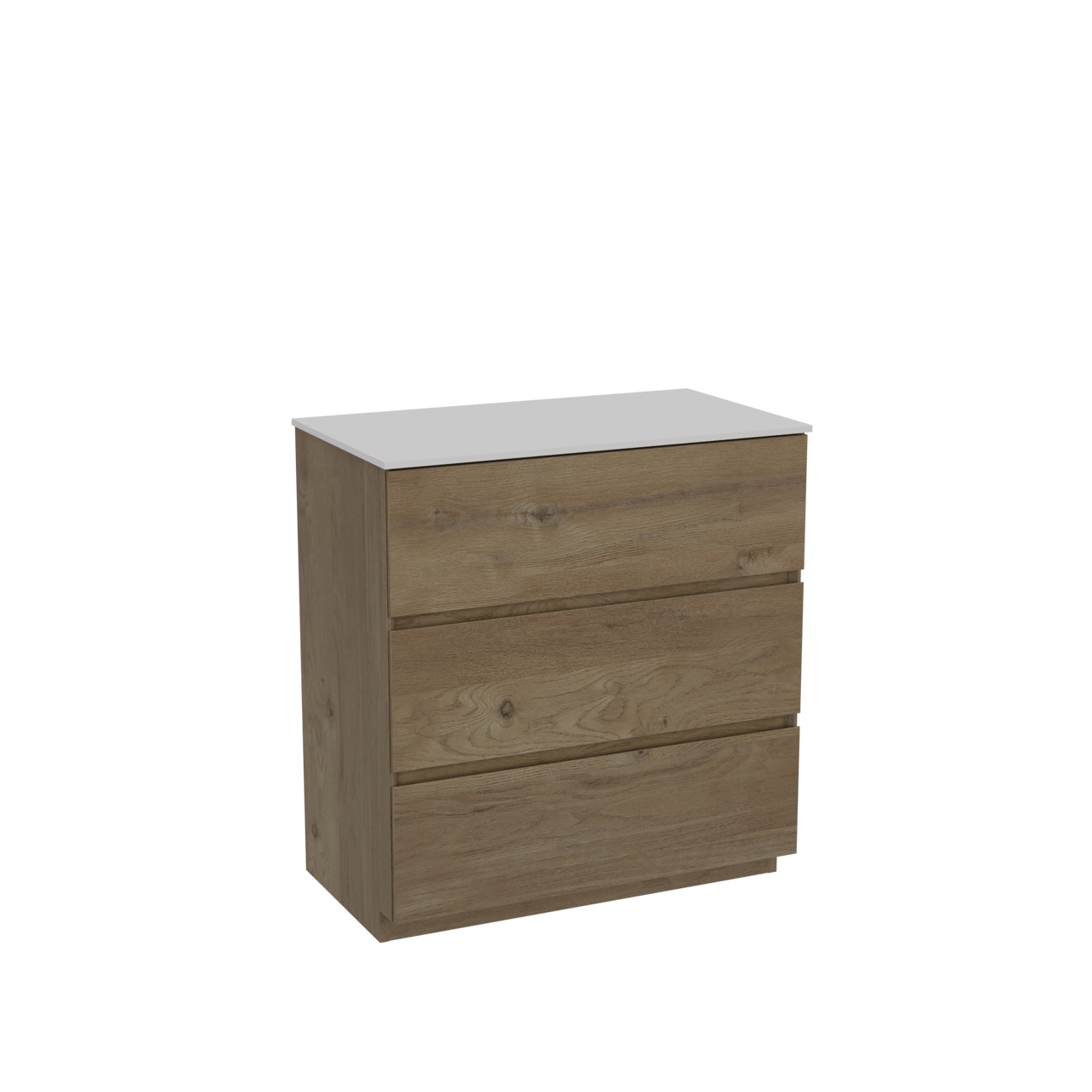 Storke Edge meuble salle de bains à poser 80 x 46 cm chêne brut avec Tavola tablette simple en solid surface blanc mat