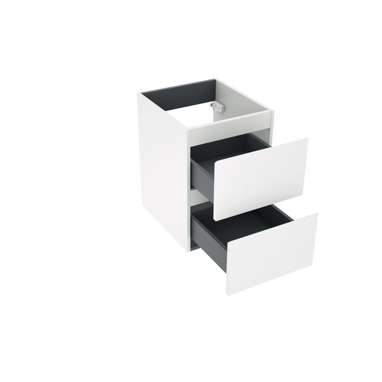 Linie Lado hängender Waschbeckenunterschrank: 40 x 46 cm, Weiß matt, 2 Schubladen