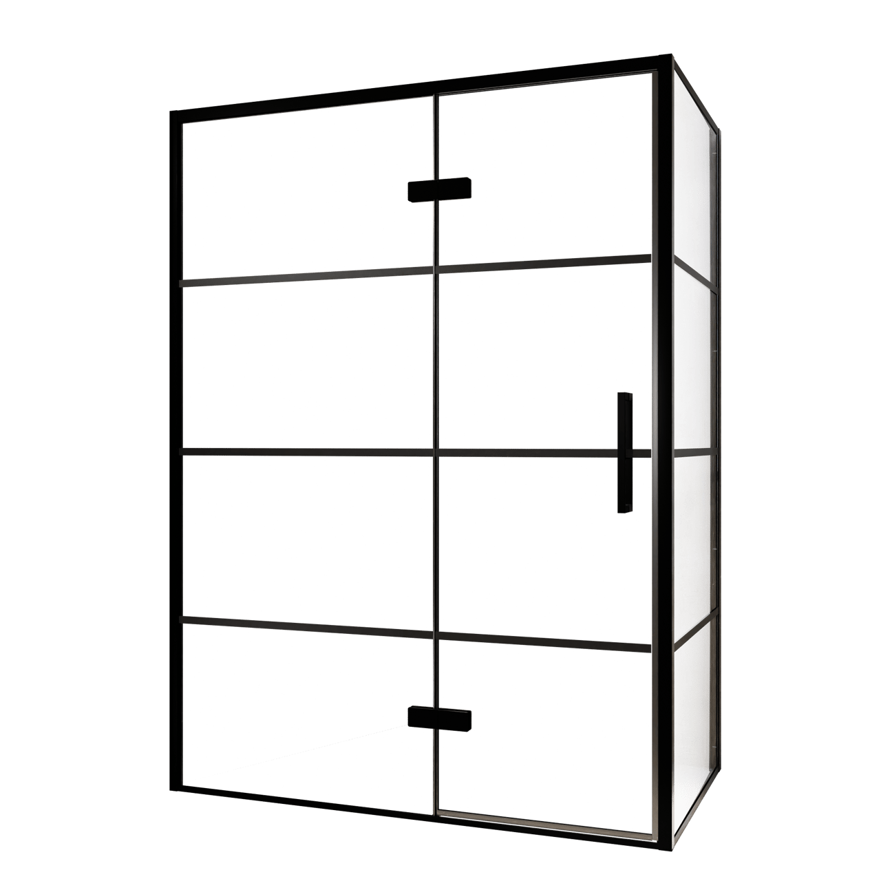 Balmani Senses Design douche d'angle avec porte pivotante à gauche et paroi latérale fixe, 140 x 80 cm, Lined, Profil noir